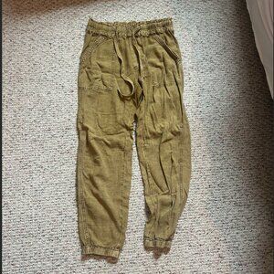 Anthropologie Olive Paper Bag Pants